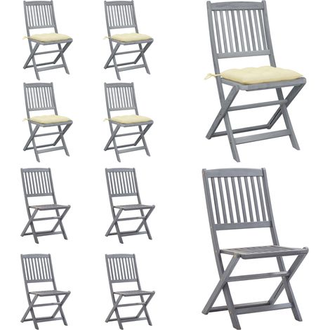 Klappbare Gartenstühle 4 Stk. mit Kissen Massivholz Akazie - Holz Gartenstühle - Gartenstühle Klappbar - Esszimmerstühle Outdoor - Gartenmöbeln - Balkon Möbel - Home & Living (1/5)