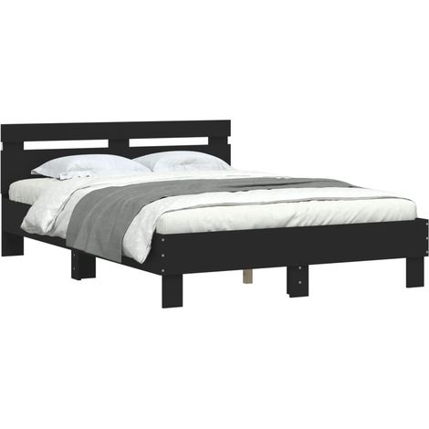 Estructura de cama con cabecero y luces LED negro 135x190 cm vidaXL (1/4)