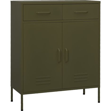 vidaXL Armadietto Verde Oliva 80x35x101,5 cm in Acciaio (1/5)