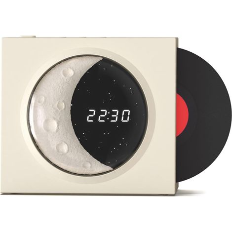 Horloge lunaire ciel étoilé, Bluetooth, haut-parleur carte TF, haut-parleur disque vinyle nostalgique, adapté à un usage domestique, voyage, Blanc (1/5)