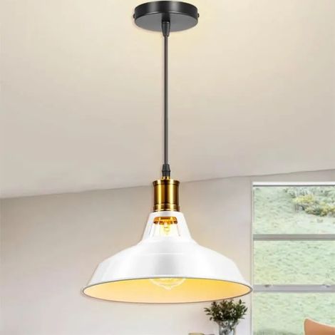 U-Do Lustre Réglable Vintage Lampe en Métal Blanc Rétro Suspension Luminaire éclairage décoration Chambre Salon (1/4)