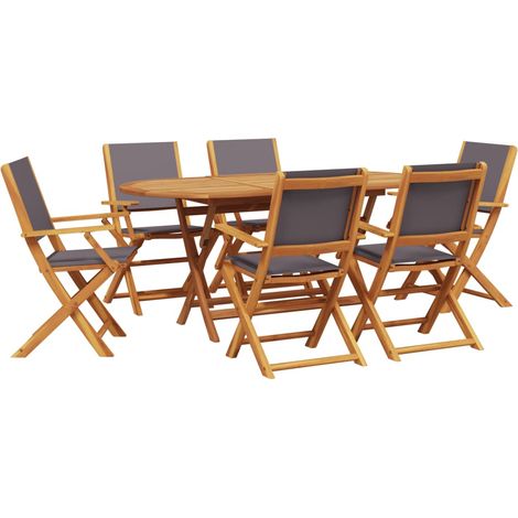Maison Exclusive - Set Pranzo da Giardino 7 pz Antracite Tessuto e Legno Massello
