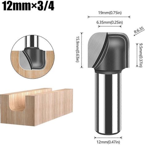 Rundkopf-Nutfräser für Schalen und Tabletts, Holzfräser mit 1/2-Zoll-Griff