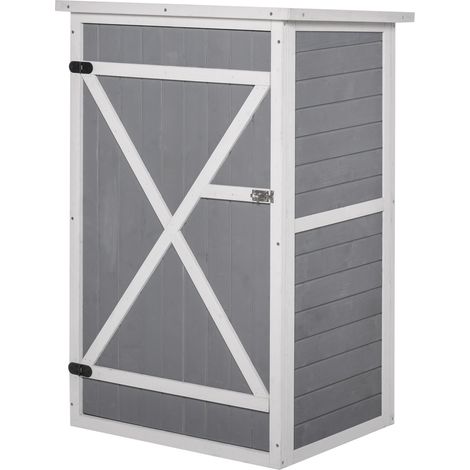 Armoire de rangement extérieure en pin avec étagères 75x56x115 cm noir, gris et blanc (1/5)