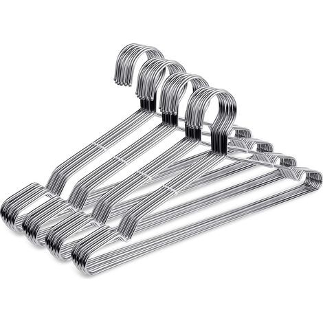 Kleiderbügel aus Edelstahl, silberfarben, 40 cm, 20er-Packung, dicker Kleiderbügel, ultradünn, platzsparend. (1/5)
