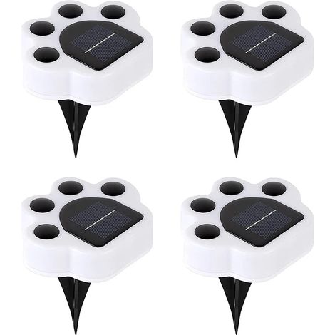 Lampes solaires LED (4 pièces, lumière chaude), éclairage extérieur, lampe décorative motif empreintes de pattes d'animaux, compatible avec jardin, allée, terrasse, camping, décoration estivale (1/5)
