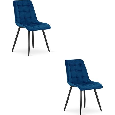 Chaise - leobert - split - velours bleu marinepieds noirs - lot de 2 211770220 (1/5)