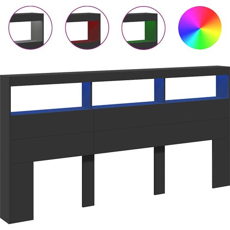 Maison Exclusive - Armoire tête de lit avec LED noir 200x17x102 cm (1/5)
