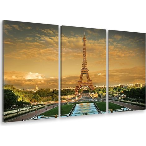 Tableau triptyque Tableau photo champ de mars et tour eiffel - 90x60 cm Toile imprimée (1/5)