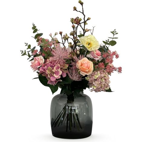 Bouquet de Fleurs Artificielles d'Été Mystic Summer Rose et Blanc Décoration Maison 65 cm - PANGIVO (1/5)