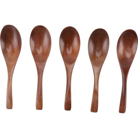 Cuillères à soupe en bois japonaises faites main, lot de 5, 15 cm, idéales pour café, thé et boissons chaudes, style traditionnel élégant (1/4)