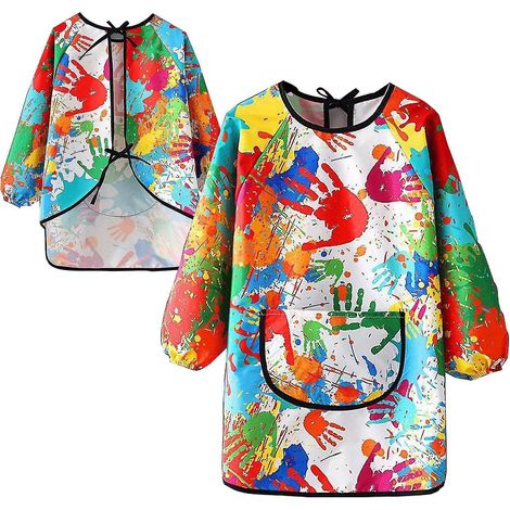 Blouse d'artiste imperméable pour enfants, tablier de peinture avec poche pour filles et garçons (1/5)