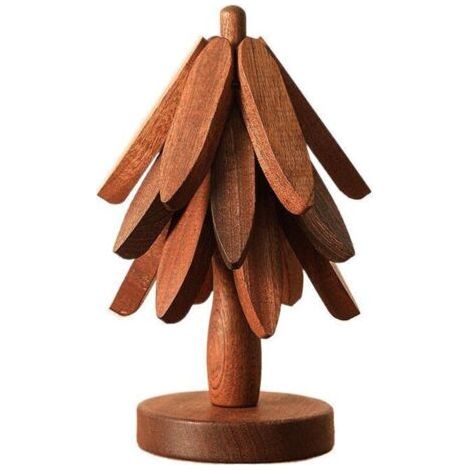 Lot De 3 Dessous De Plat En Bois Et Verre, Réutilisables Pour Plats Chauds, En Forme D'arbre Et Pliable