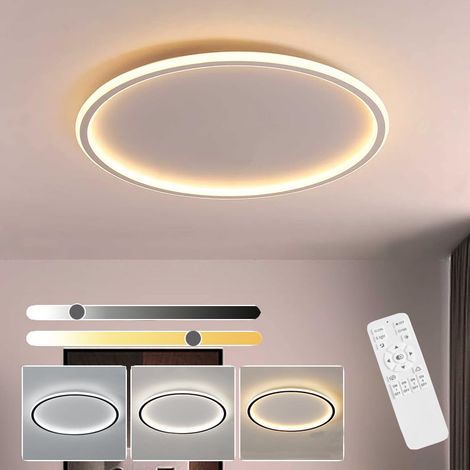 Plafonnier LED, plafonnier moderne à encastrer avec télécommande, plafonnier à intensité variable en continu, blanc (3000 K - 6000 K) (1/5)