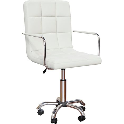 Calbo Adjustable Office Chair Backrest Armrest Ergonomic Computer Desk Chair Swivel Seat, White (1/5)
