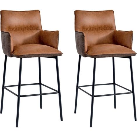 Lot de 2 chaises de bar tissu marron Casita LOKKA (1/2)