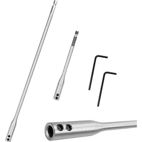 Rallonge de 2 forets, tige d'extension extra longue, tige de 1/4", rallonge de perçage en acier au carbone, pour forets à bêche à bois, fraisage de trous et percées particulièrement profonds (1/5)