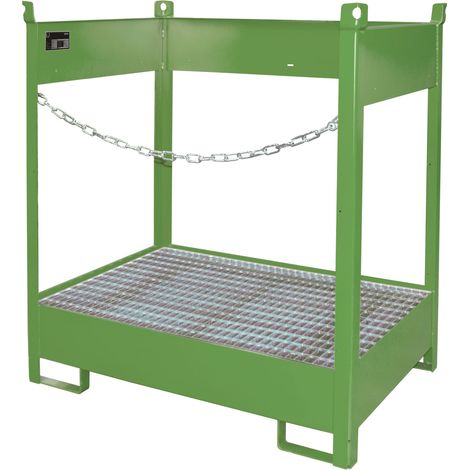 Bauer Fass-Stapelpalette FSP-2, seitlich offen, Resedagrün