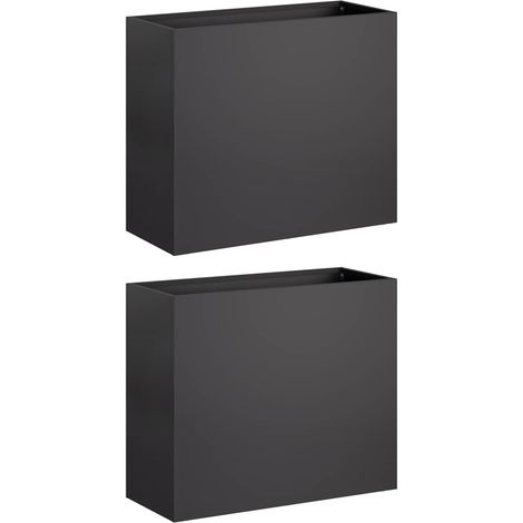 Garden Planter 2 pcs Black 50 x 20 x 40 cm Cold-rolled Steel vidaXL