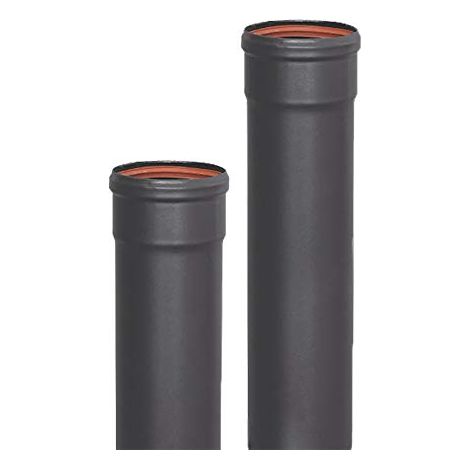 S & M 485510 tuyau emaillee M-H 850 c- 80 mm-0,50 metres pour conduite de fumee de poeles et cheminees de Pellets, Noir (1/2)