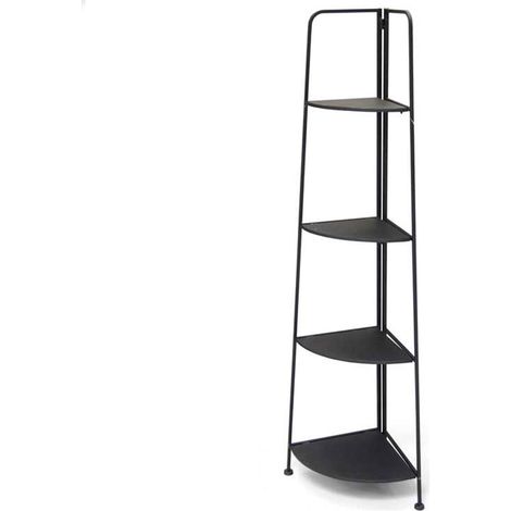 ANGOLIERA PIEGHEVOLE 4 RIPIANI IN METALLO 53X37X155CM COLORE NERO (1/2)