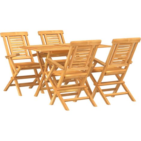 Maison Exclusive - 5-tlg. Garten-Essgruppe Massivholz Teak