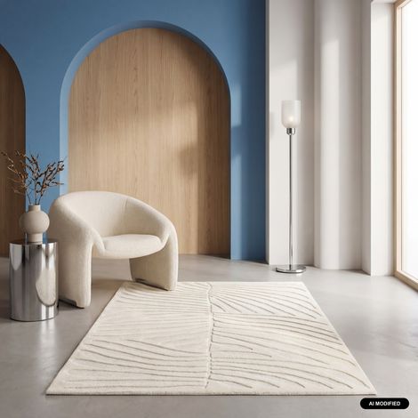 Tapis intérieur motif en relief végétal crème Lily 160 x 230 cm (1/5)