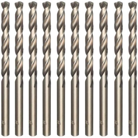 QORVA-Jeu de 10 forets hélicoïdaux M35 en acier rapide cobalt-or pour percer l'acier inoxydable, les aciers durs, la fonte, le cuivre, l'aluminium, le bois et le plastique, 5 mm x 86 mm