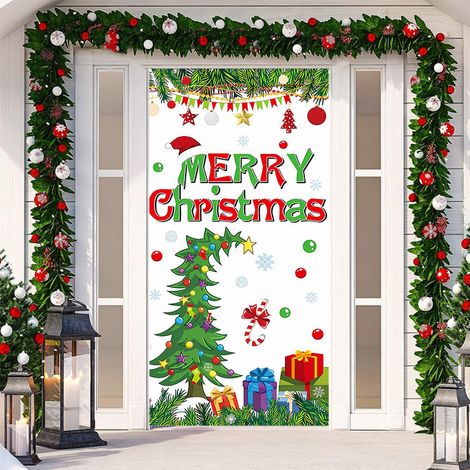 Nouvelle décoration de porte adhésive pour Noël, tissu à suspendre, toile de fond pour décoration de fête, tapisserie pour porte de chambre, largeur de porte - SDMT-027 - 110180cm