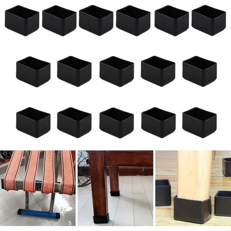 Lot de 16 Protections Pieds Chaise, Silicone Noir 20x30mm, Anti-Rayures Sol Bois (1/5)