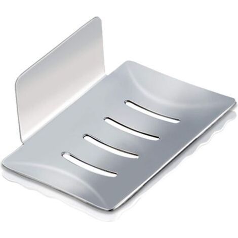 Porte-savon mural, porte-savon de douche sans trou en acier inoxydable, porte-savon de cuisine de salle de bain pour ranger la brosse éponge à savon (argent)