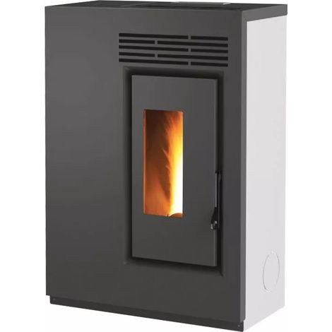 stufa a pellet slim ventilata caris "fiore" bianco 5,0 kw - staffa a muro inclusa (1/2)