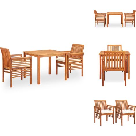 Ensemble à manger d'extérieur 3 pcs et coussins Acacia solide - Salon De Jardin - Mobilier De Jardin - Table De Jardin - Chaises De Jardin - Acacia (1/5)