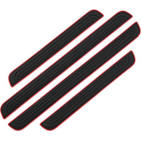 4 PCS Barres de Seuil de Porte Voiture Plaque de Seuil Protecteurs Autocollant Voiture Film Adhésif pour Protection Seuil Porte Garde Plaque de Seuil de Porte Voiture en Caoutchouc Souple PVC(Noir) (1/5)
