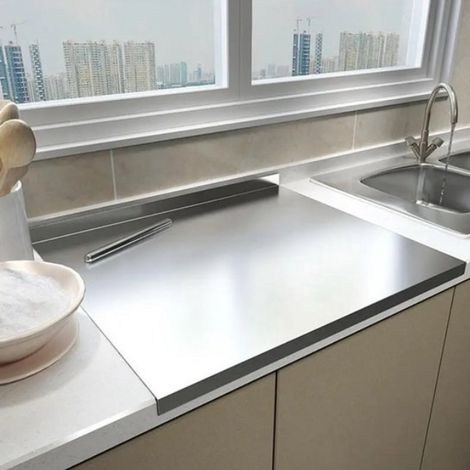 Planche à découper en acier inoxydable avec rebord surélevé - 50 x 40 x 1,5 cm - Planche multifonctionnelle pour la cuisine et la pâtisserie - 50 x 40 x 1,5 cm (1/5)