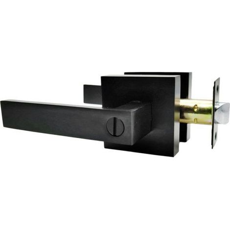 Serrure à levier de porte en alliage d'aluminium, avec finition noire mate, poignée d'entrée antirouille pour salle de bain et (1/4)