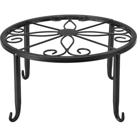 Soporte para plantas sencillo y bajo de hierro, 22 x 22 x 12 cm, negro.