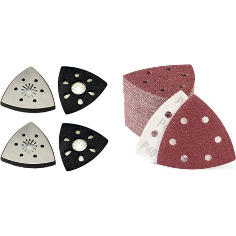 Trade-Shop Set (28-tlg.) Schleifplatten Schleifscheiben mit Körnung P40/60/80/120/180/240 passend für Deltaschleifer, Dreieckschleifer, Multischleifer (1/5)