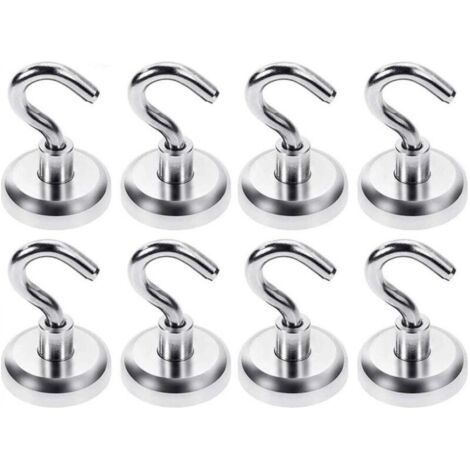 Crochets Magnétiques, Puissant Aimant Néodyme Force d’attraction de 18 kg, pour accessoires de cuisine, 25 mm, Lot de 8 (1/5)