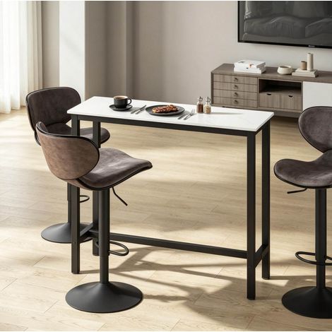Table de bar 120 x 40 x 100 cm noir et blanc effet marbre HAVRYA (1/5)