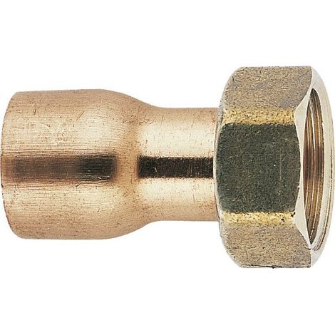 Raccordo in Rame Dritto 2 Pezzi con Dado di Blocco Diametro 16mm - Filettatura 15x21