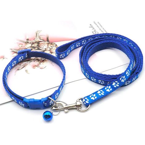 Collier pour chiot avec laisse, laisse souple en nylon réglable pour chiots et petits chiens, 1,2 m de long, bleu royal (1/5)