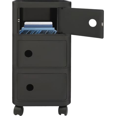 Table de chevet - Table à trois niveaux - Meuble de rangement créatif avec roulettes - Moderne - Meuble de salon mobile - 32 x 32 x 63,3 cm - Noir (1/5)
