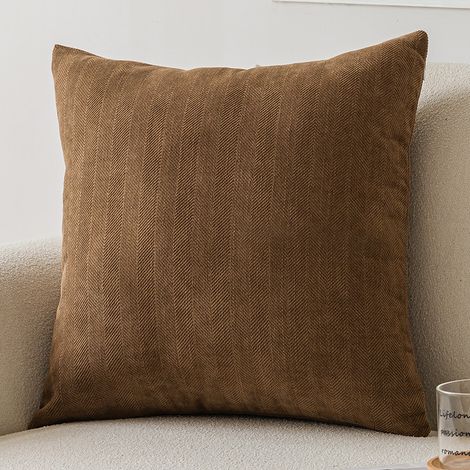 Fodera per cuscino in velluto a coste, 45 x 45 cm, color cioccolato latte — fodera decorativa per interno per divano, poltrona o letto, ideale come cuscino lombare o di supporto.