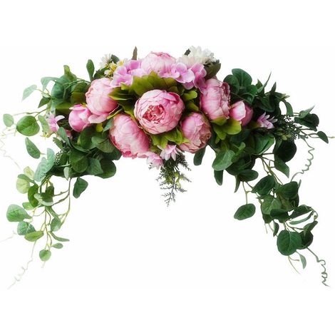 Couronne de fleurs artificielles, décoration de porte, cadeau pour la fête des mères-AquaForge (1/2)
