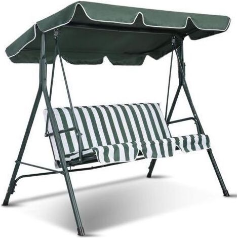 Toit De Rechange Pour Balancelle - Tissu Polyester Imperméable - 190x120 Cm - Protection Anti-Uv - Bordure 15 Cm - Vert (1/4)