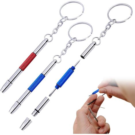 Ensemble de 2 mini tournevis pour lunettes, kit de réparation 4 en 1, tournevis de précision en acier inoxydable, petit tournevis pour lunettes de soleil (1/5)