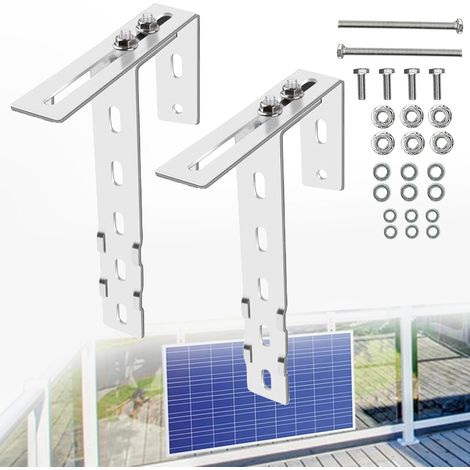 Lot de 2 crochets pour support de centrale de balcon, panneau solaire, support de balcon pour panneaux solaires, supports pour balustrade de balcon carré, fixation solaire sans perçage (1/5)