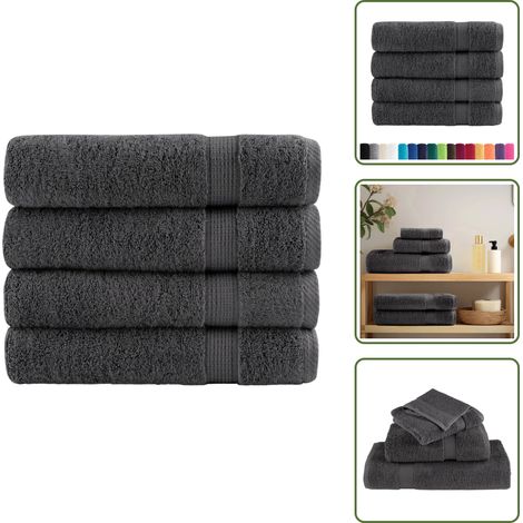 Premium-Badetücher SOLUND 4 Stk. Anthrazit 100x150 cm 600 g/m² - Baumwolle - Badehandtücher - Duschtücher - Anthrazit - Handtücher Set (1/5)