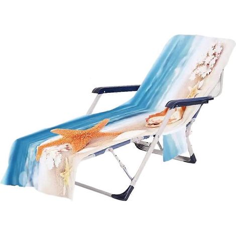 Housse de chaise longue de plage avec poches latérales, confortable et à séchage rapide, idéale pour la plage. (1/5)